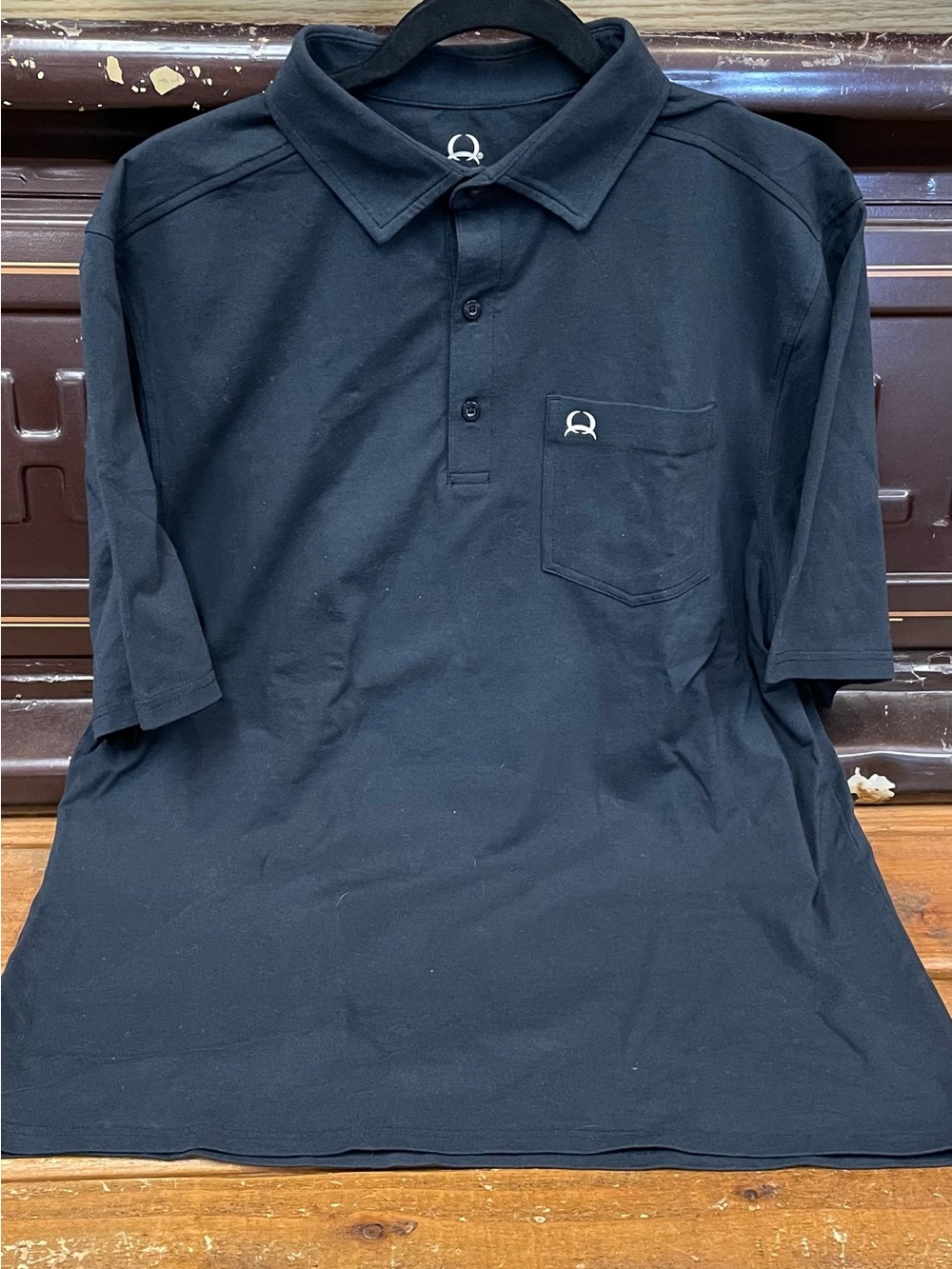 Men's Black Polo Shirt with Chest Pocket